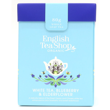 Κουτί με Άσπρο Τσάι, Μύρτιλα & Σαμπούκο Χύμα | Org. White Tea Blueberry and Elderflower Loose Leaf Tea | 80gr