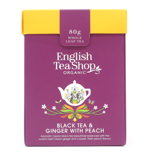 Κουτί με Οργανικό Μαύρο Τσάι με Τζίντζερ και Ροδάνικο Χύμα | Org FT. Black Tea & Ginger with Peach Loose leaf tea | 80gr